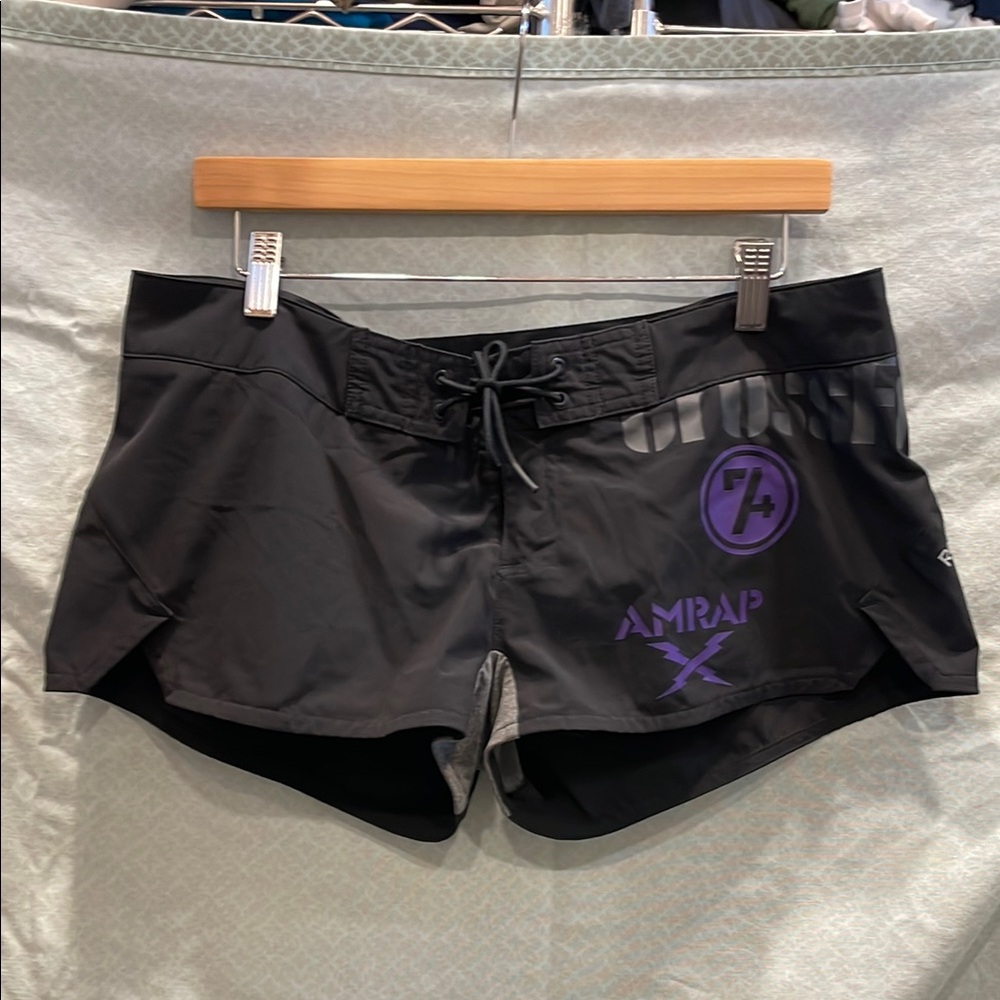 Reebok Athletic Shorts Black and Purple Lightweight Drawstring